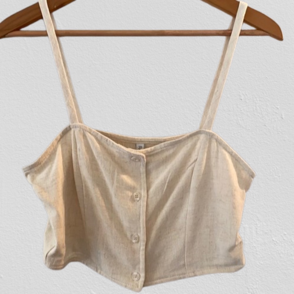 Rachel Pally Linen Button Down Crop Top Women's Large